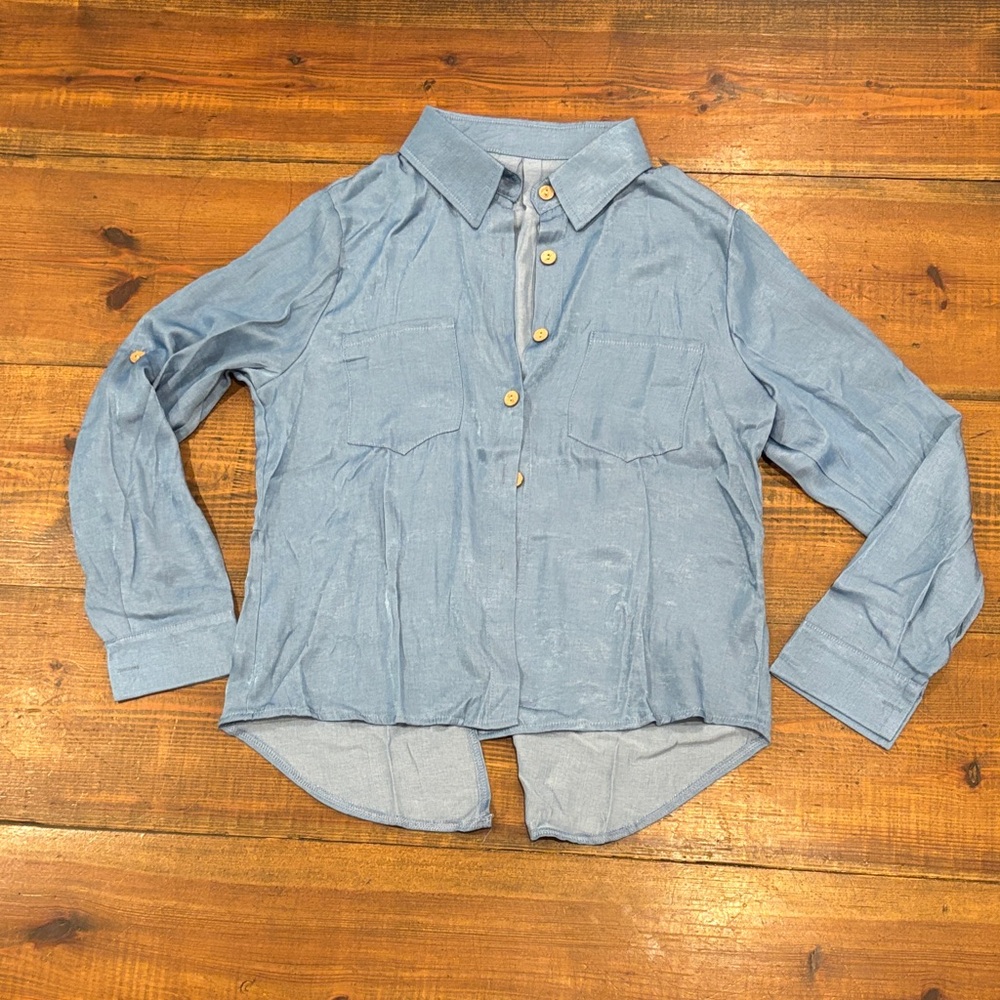 Women’s  Blue Button-Up Shirt
